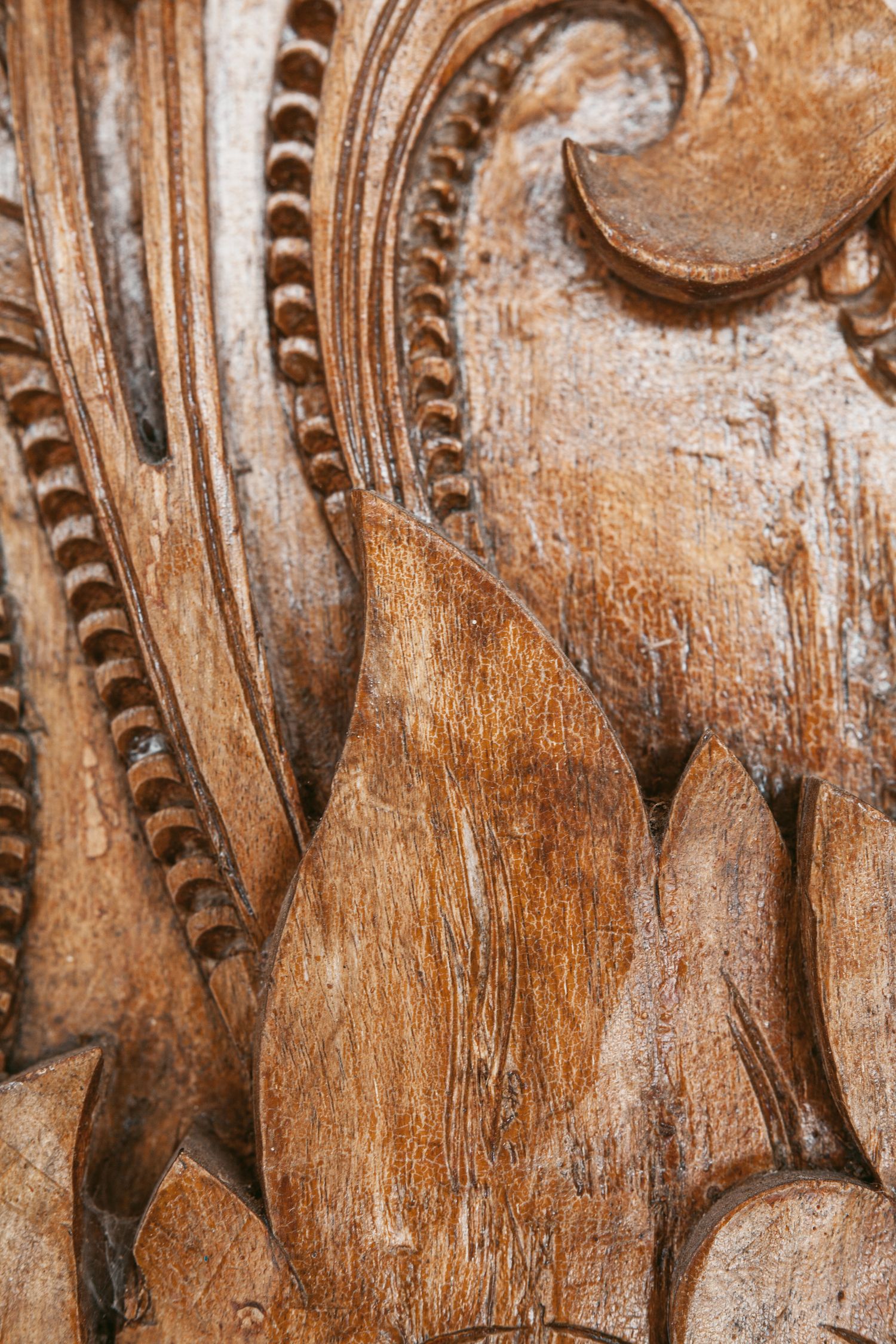 Détail de bois sculpté et texturé
